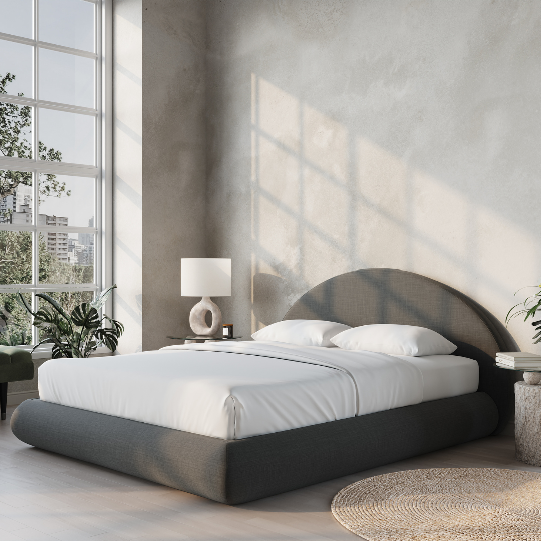 Luna Bed Set: Bed Frame + Headboard | Charcoal