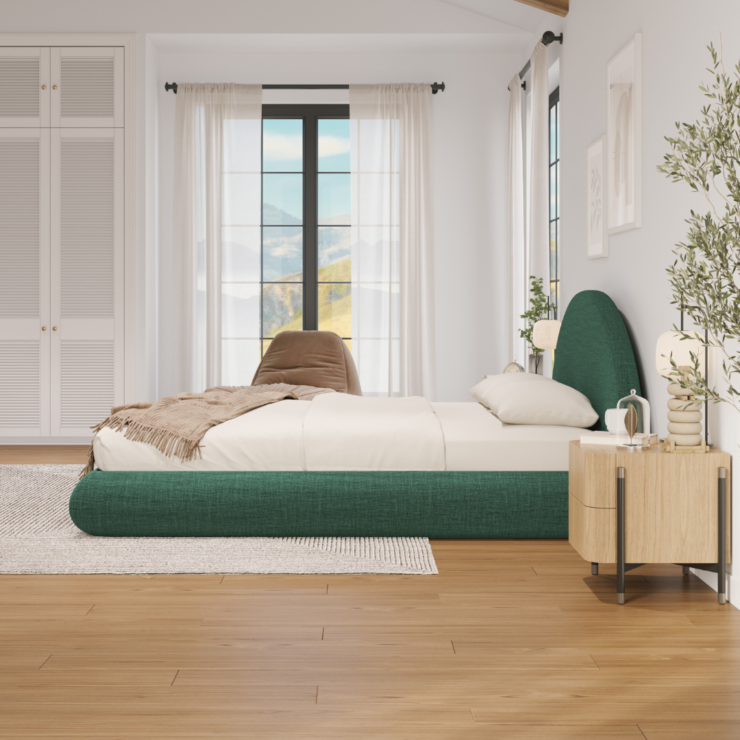 Luna Bed Set: Bed Frame + Headboard | Forest