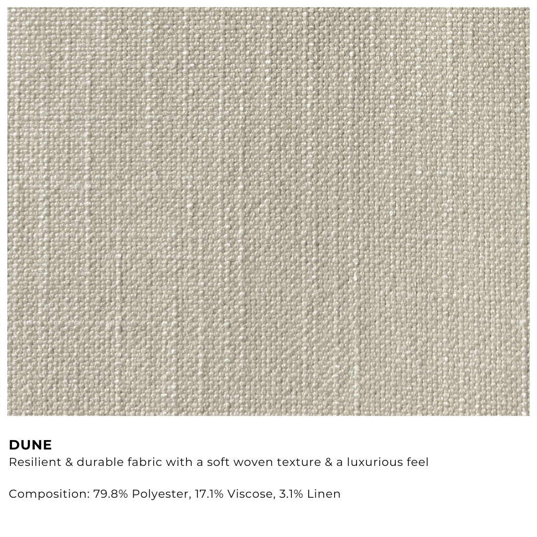 Dune fabric swatch with description