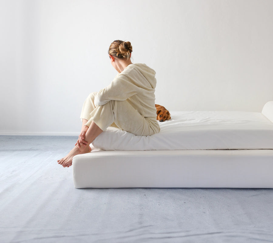 All cushioned bed frame| Ultra set in White| Minimalist room|