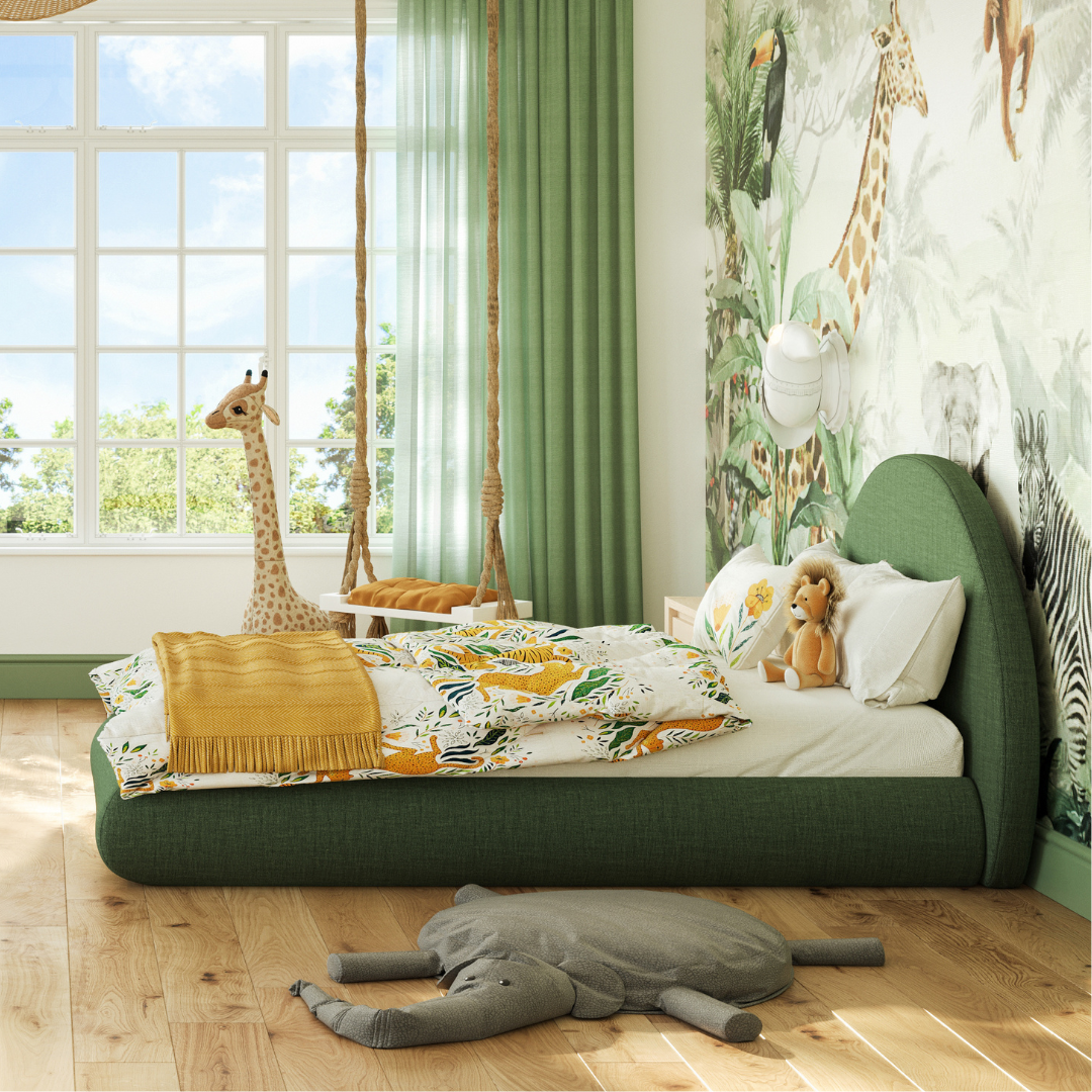 Kids Luna Bed Set: Bed Frame and Headboard Set | Forest