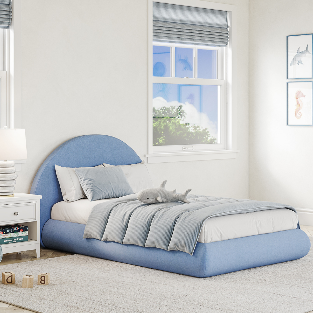 Kids Luna Bed Set: Bed Frame and Headboard Set | Sky