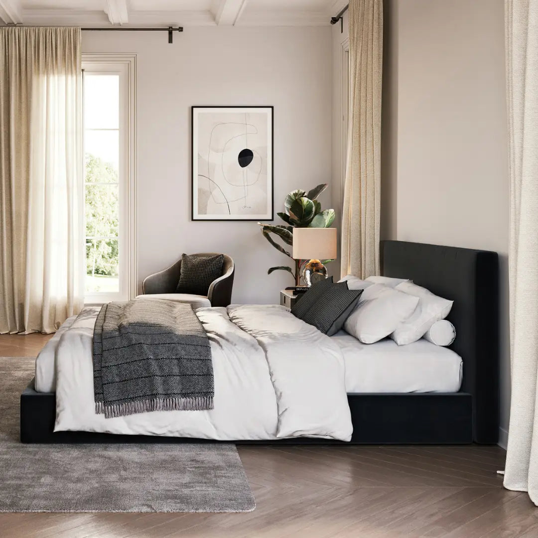 Classic set | Onyx bed | SoftFrame Designs | Side view | Cloud bed | All cushioned bed frames |