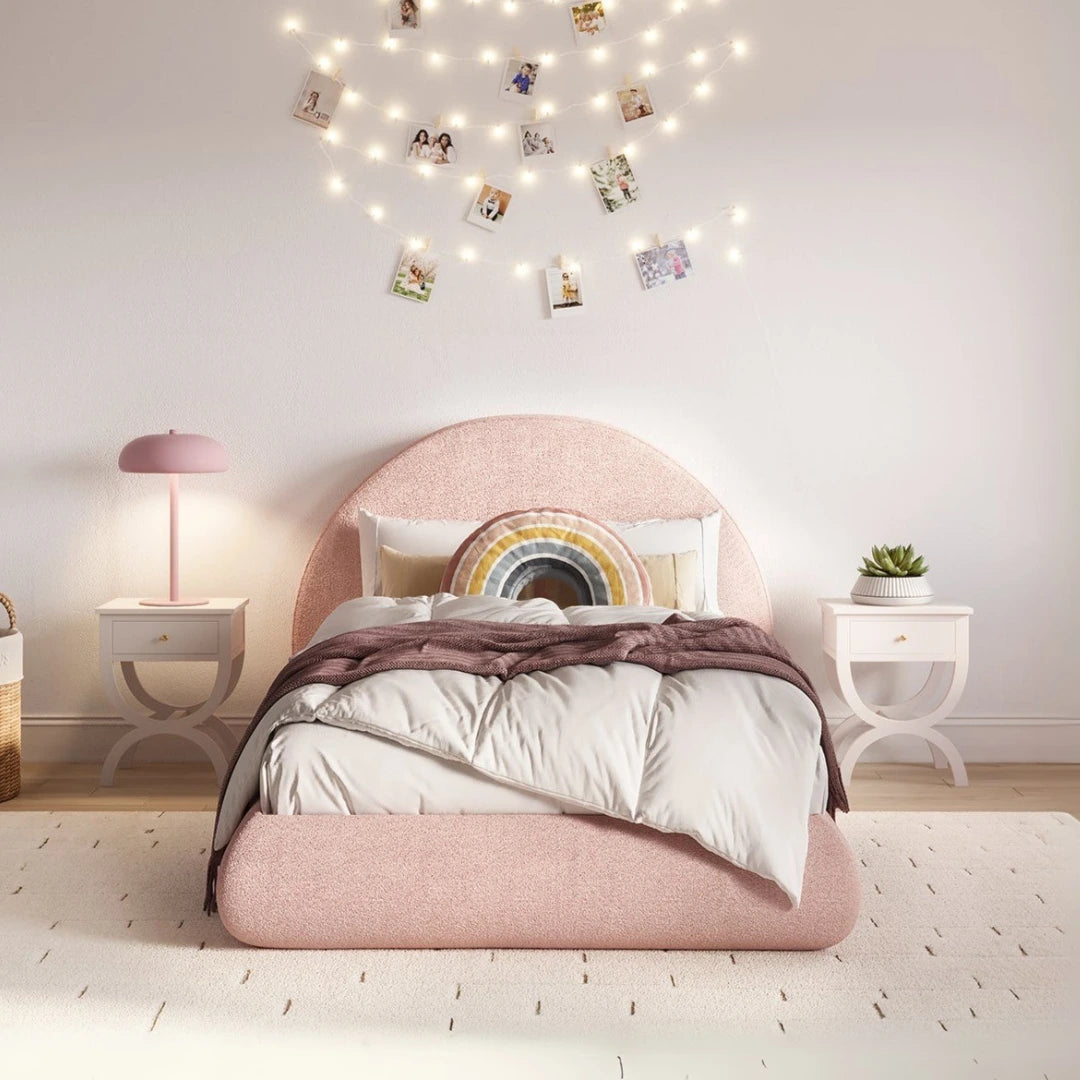 Kids Luna Bed Set Round Frame Headboard Pink SoftFrame