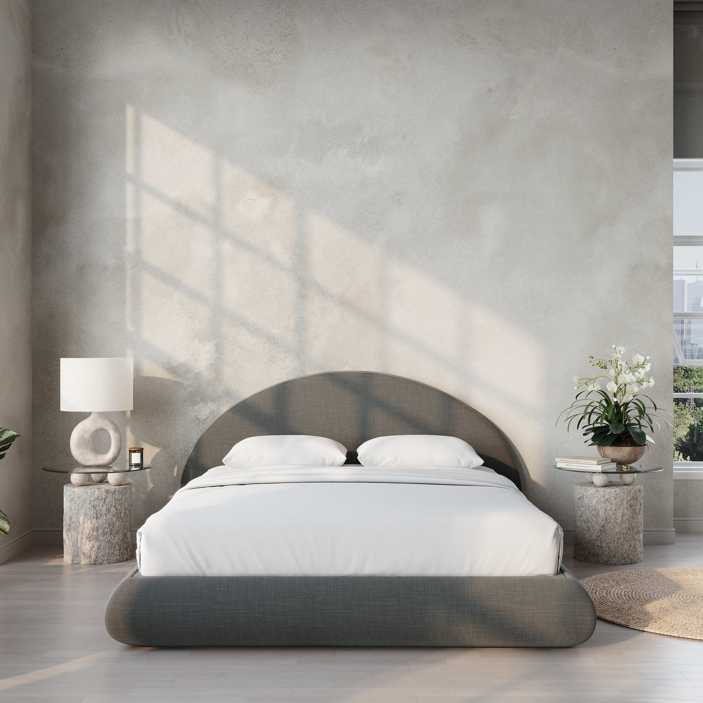 Luna Bed Set: Bed Frame + Headboard | Charcoal