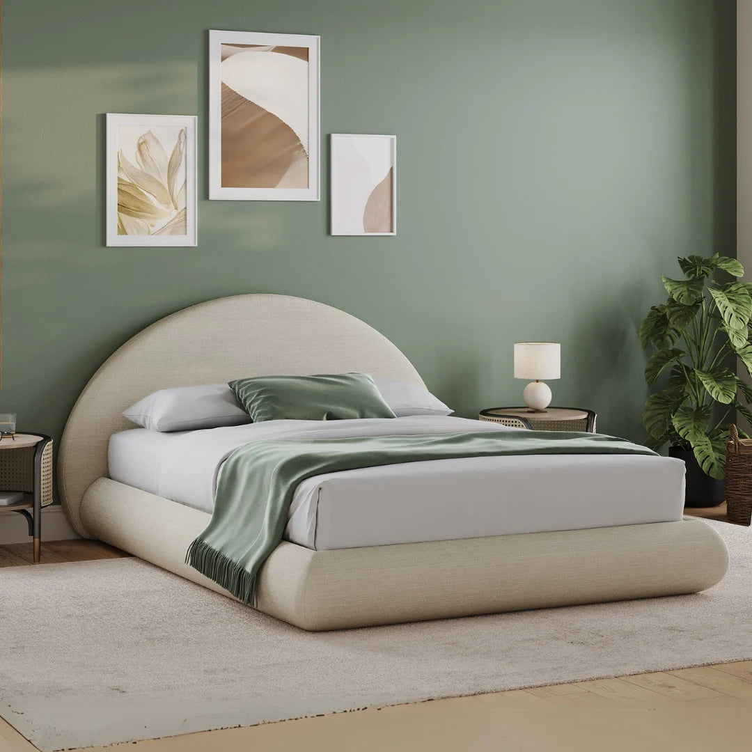 3/4 angle| All cushioned bed frame| Dune| Protective bed frame| SoftFrame Designs