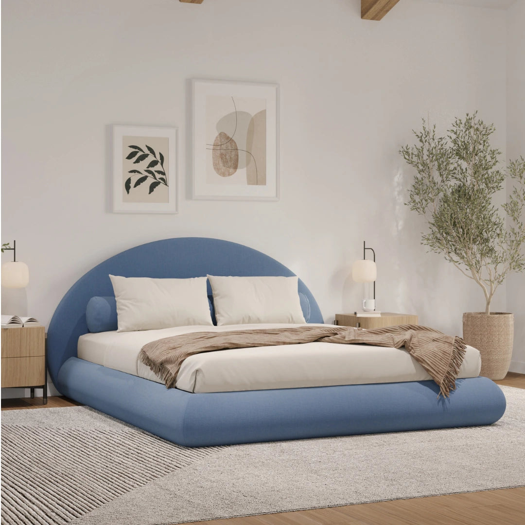 Sky Blue cloud bed | Luna set, Queen, Light Blue, Angle view | SoftFrame Designs