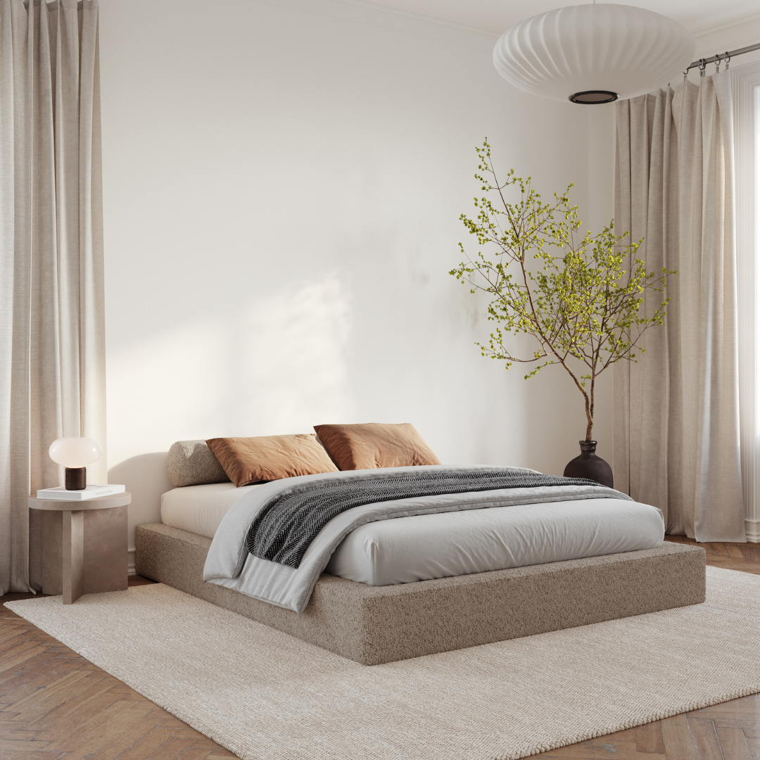 All cushioned bed frame| 3/4 angle| SoftFrame designs| Cloud bed| Ultra bed frame|