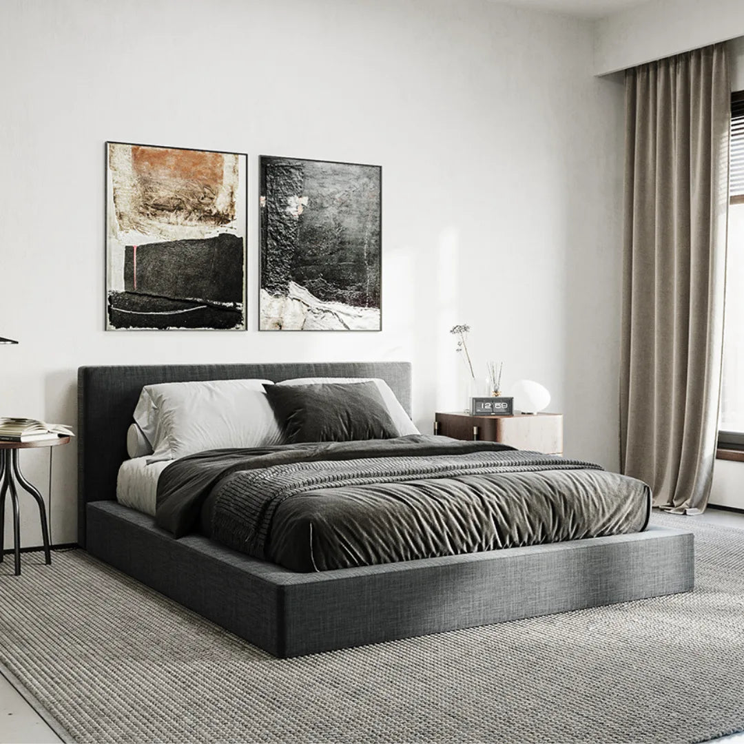 All cushioned bed frame| 3/4 angle| SoftFrame Designs| Protective bed frame |Cloud bed|