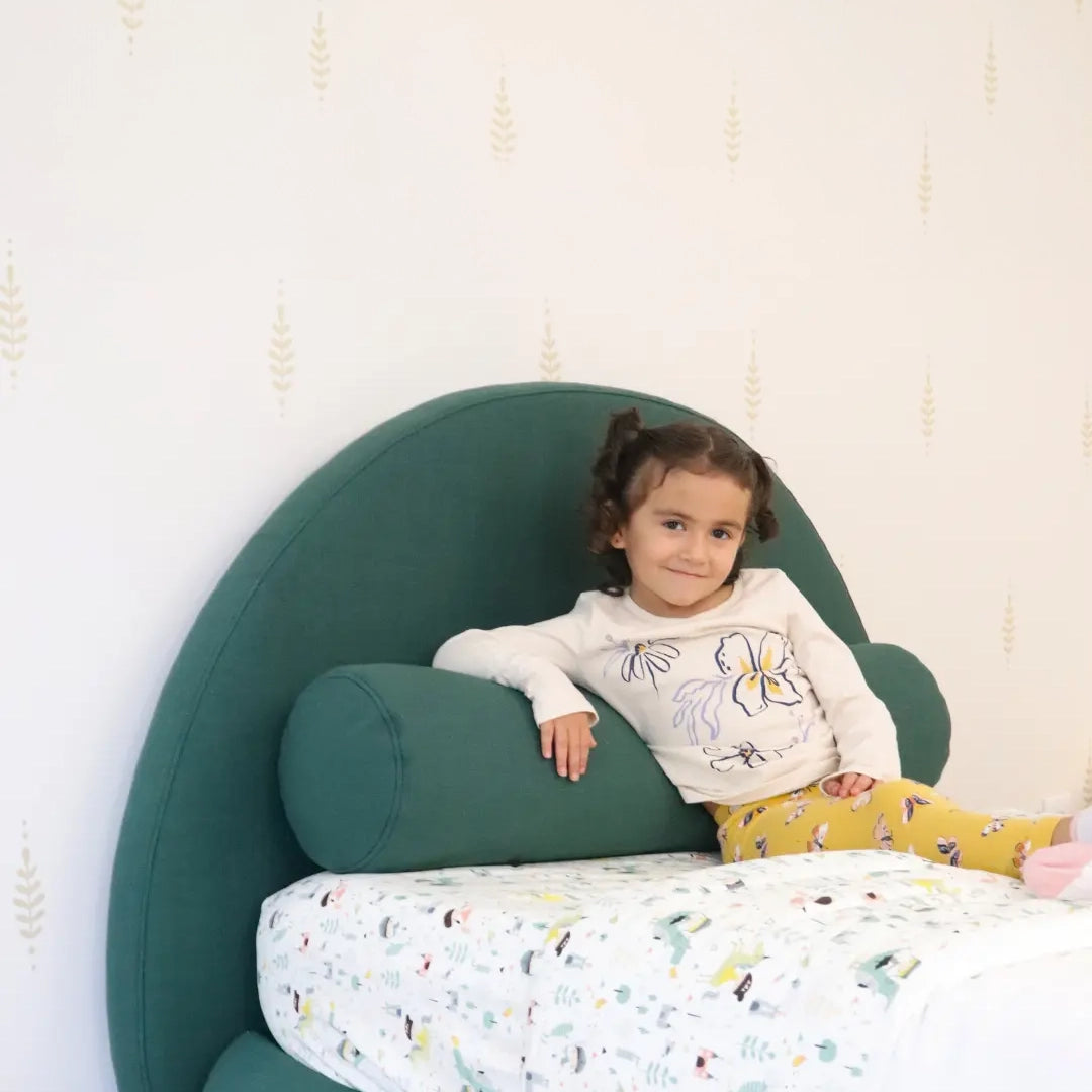 Round bolster pillow in green for kids