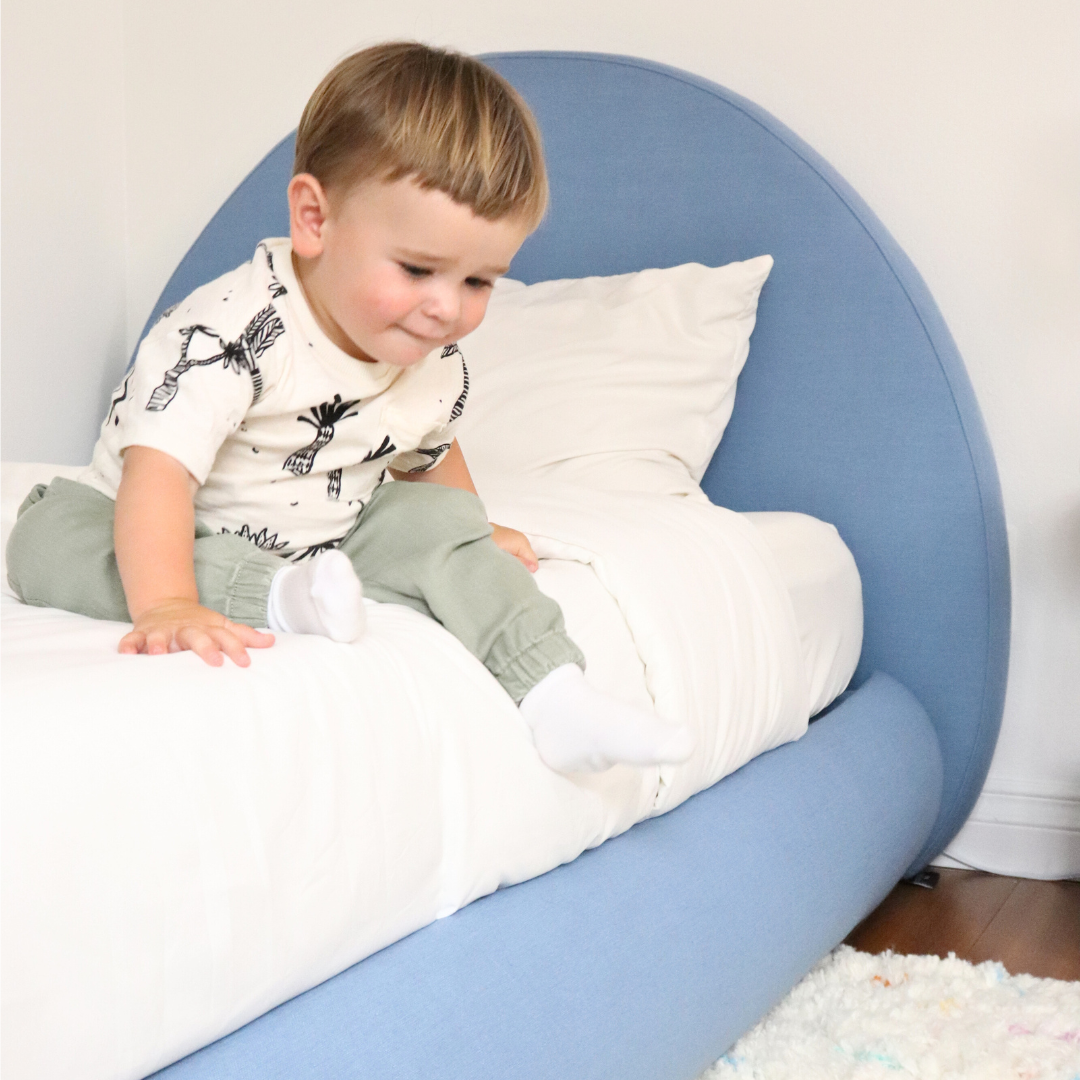 Kids Luna Bed Set: Bed Frame and Headboard Set | Sky