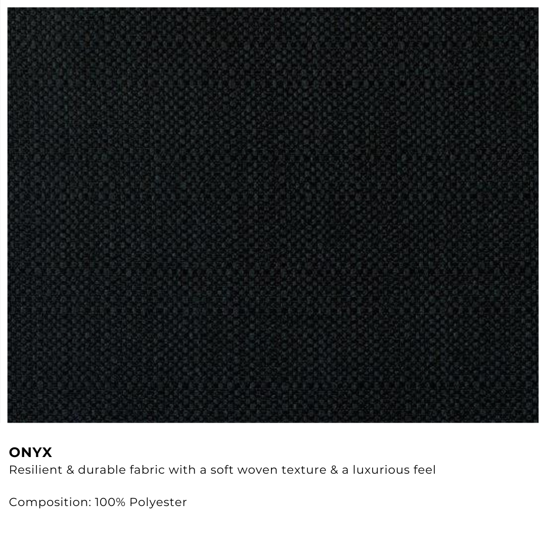 Onyx fabric swatch with description
