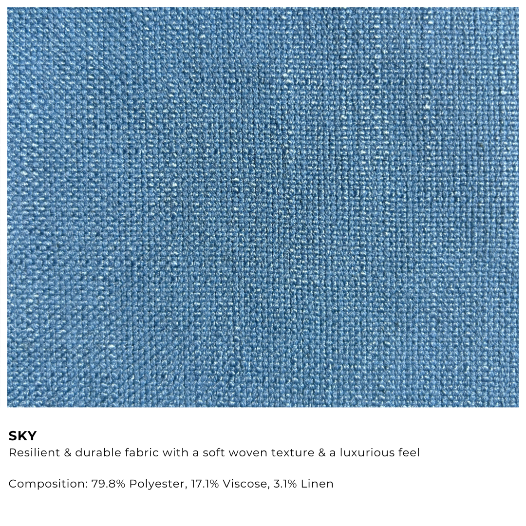 Sky fabric swatch with description