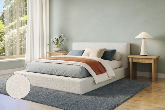 Bouclé furniture, All cushioned bed frame, SoftFrame Designs