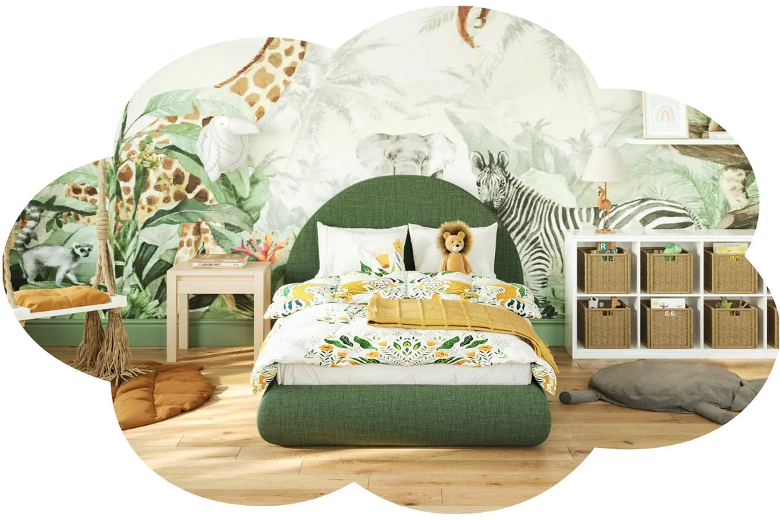 Kids room | safe bed for kids | Rooms for kids | Paint colors for kids room | green kids room | green bed |