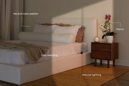 Romantic bedroom with golden hour lighting and warm, cozy tones | Ultra Set in White