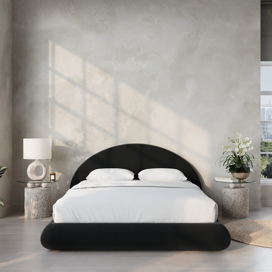 The Luna bed frame and headboard from SoftFrame Designs in the color Onyx