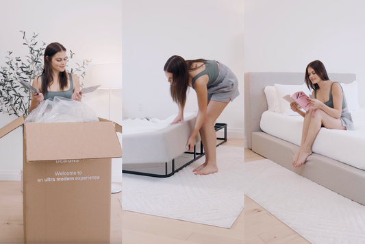 Reason to try a SoftFrame Bed | No assembly required, cushioned all around | Ultra Set, Queen, Moon Grey | SoftFrame Designs