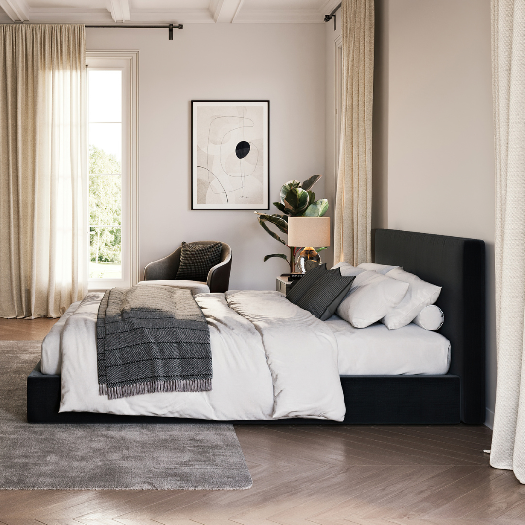 Classic Bed Set: Bed Frame + Headboard | Onyx