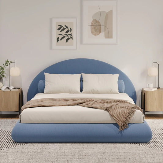 Blue Luna all cushioned bed, with neutral room decor 