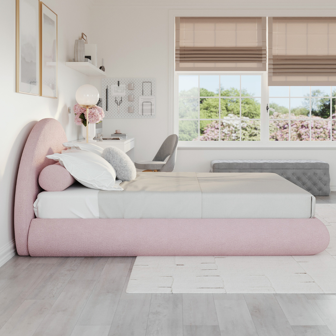 Luna Bed Set: Bed Frame + Headboard | Cotton Candy