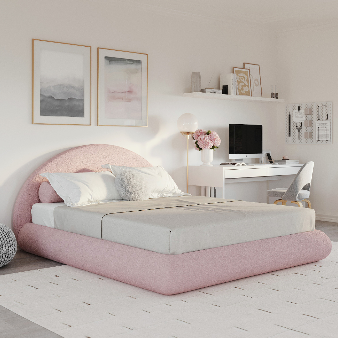 Luna Bed Set: Bed Frame + Headboard | Cotton Candy