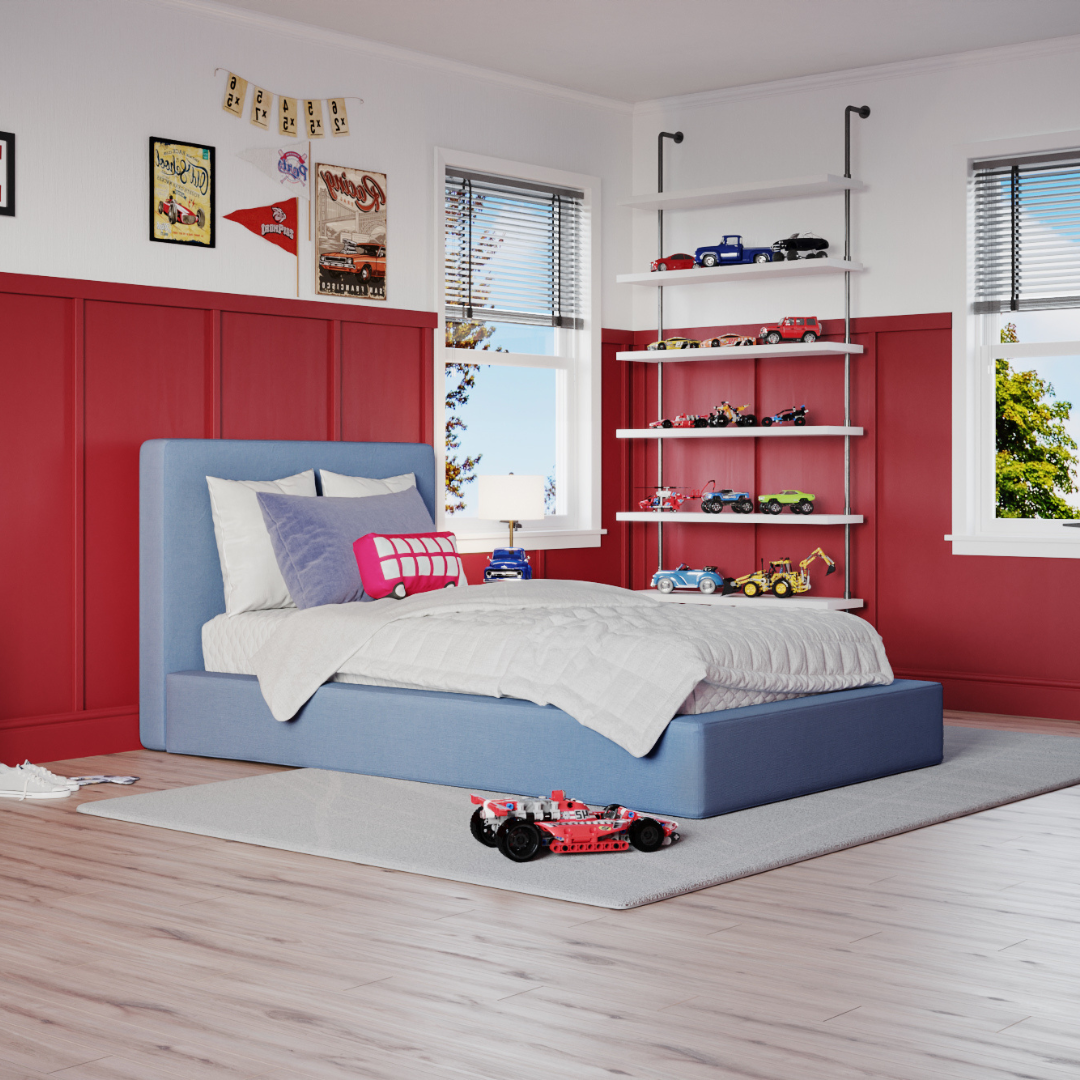 Kids Ultra Bed Set: Bed Frame and Headboard Set | Sky