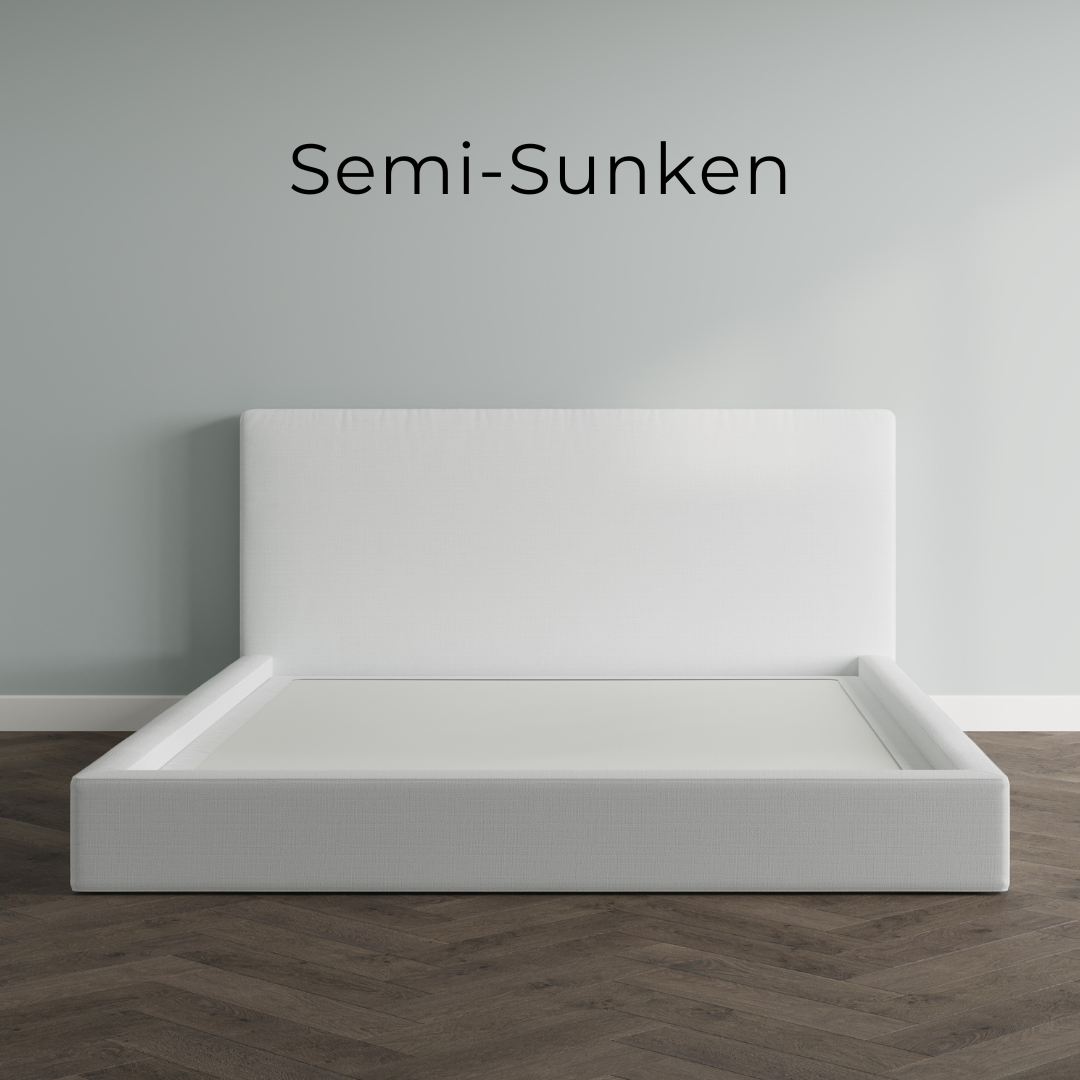 White bed frame paired with a 7 inch tall box spring