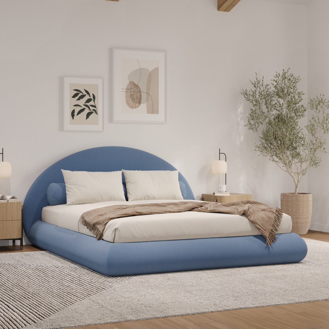 Luna Bed Set: Bed Frame + Headboard | Sky