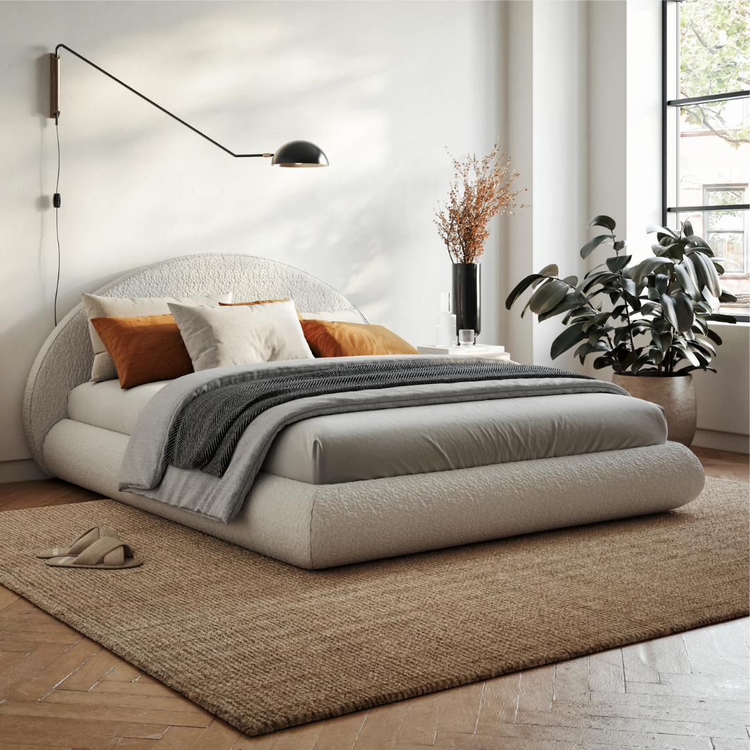 Luna Set: Bed Frame + Headboard | Boucle