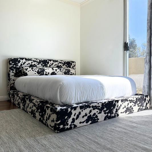 Ultra Bed Set: Bed Frame and Headboard | Vegan Cowhide