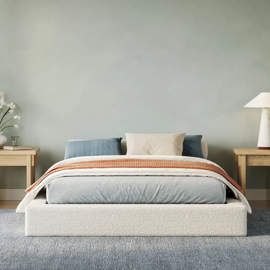 Ultra bed frame| All cushioned bed frame| Front view| SoftFrame Designs|