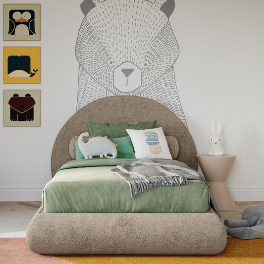 Kids Luna Bed Frame and Headboard Set | Fabric Teddy