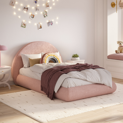 Kids Luna Bed Frame and Headboard Set | Fabric Cotton Candy