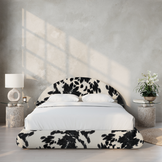 Luna Bed Set: Bed Frame + Headboard | Vegan Cowhide