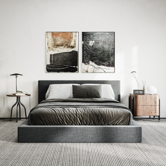 Ultra Bed Set: Bed Frame and Headboard | Charcoal