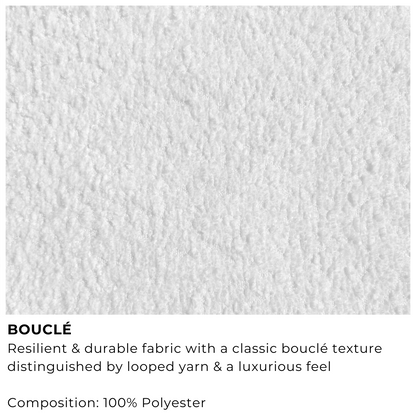 Boucle fabric swatch with description