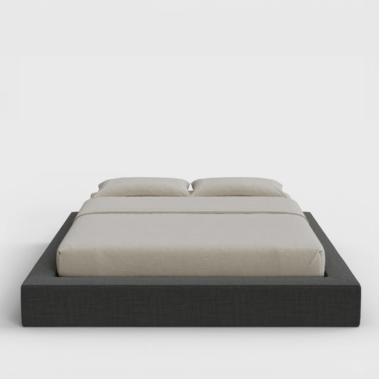 Ultra Bed Frame | Fully Cushioned with Rectangular Sides |  Charcoal Gray Fabric | Front View | SoftFrame Designs