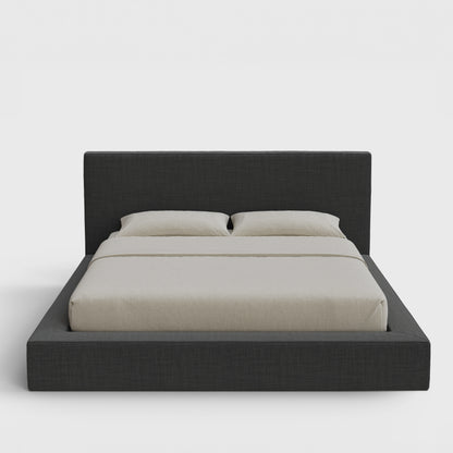 Ultra Bed Frame Set | Fully Cushioned with Rectangular Sides |  Charcoal Gray Fabric | Front View | SoftFrame Designs