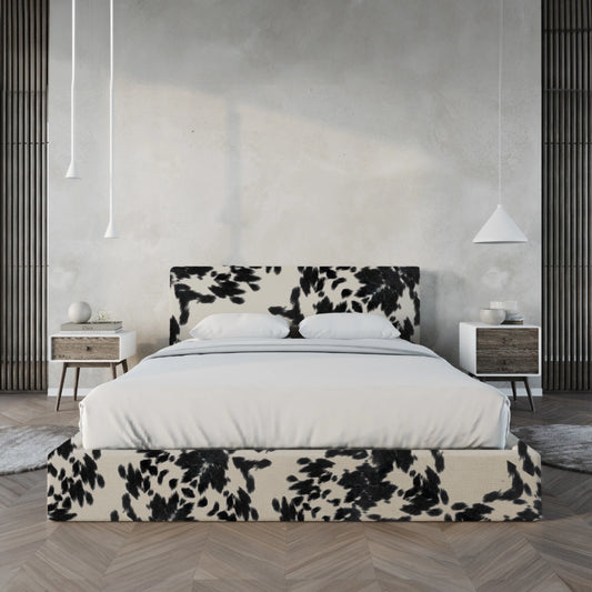 Classic bed set Vegan Cowhide | Cowhide | front view | all cushion bed frame | SoftFrame Designs |