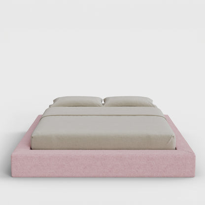 Ultra Bed Frame | Fully Cushioned with Rectangular Sides |  Pink Cotton Candy Boucle Fabric | Front View | SoftFrame Designs