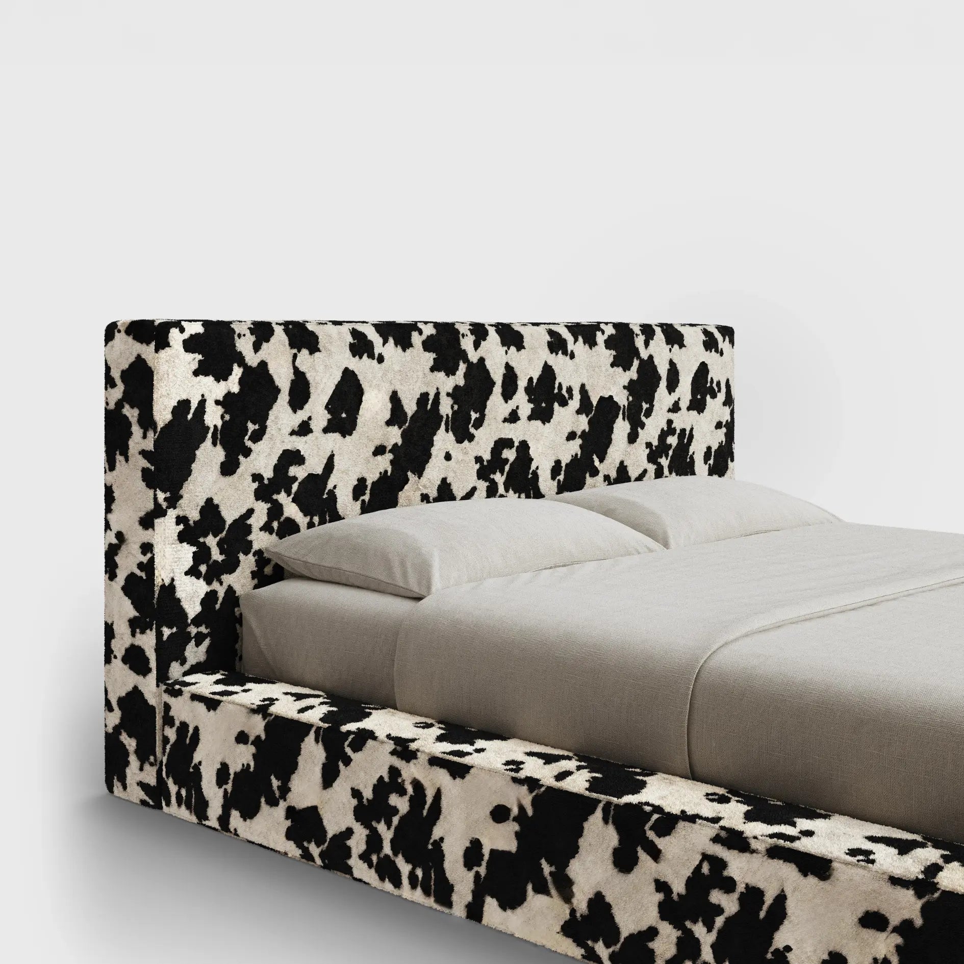 Ultra Headboard | Fully Cushioned Rectangular Headboard |  Vegan Cowhide Fabric | ¾ View | SoftFrame Designs
