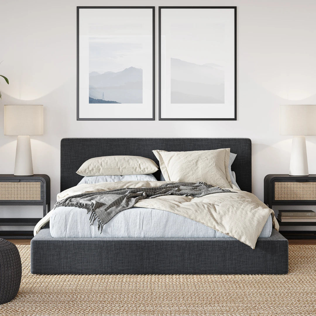 Ultra Bed Set: Bed Frame and Headboard | Queen | Charcoal