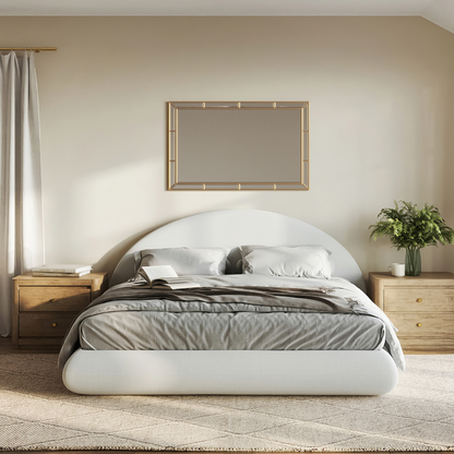 Luna Set: Bed Frame + Headboard | White