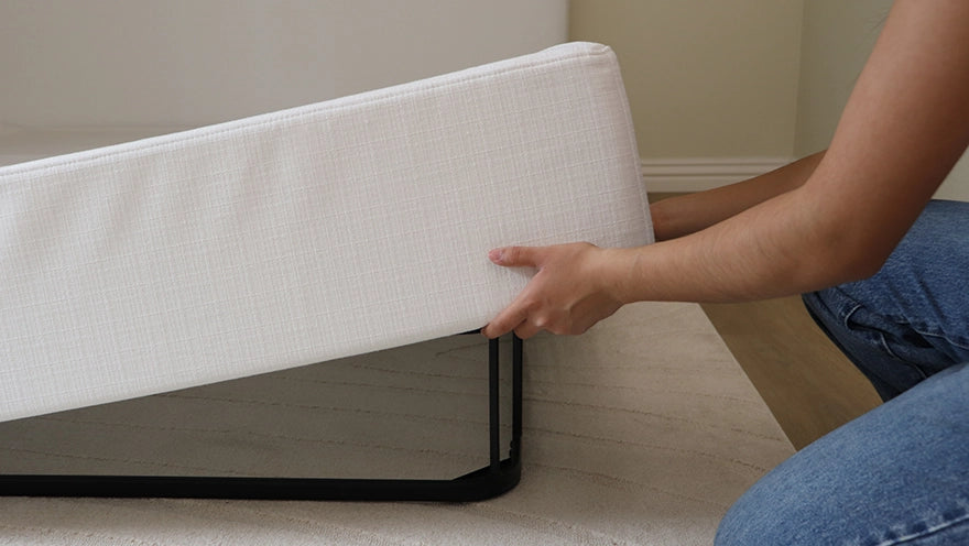 Boxspring| All cushioned bed frame| SoftFrame Designs| Ultra in White