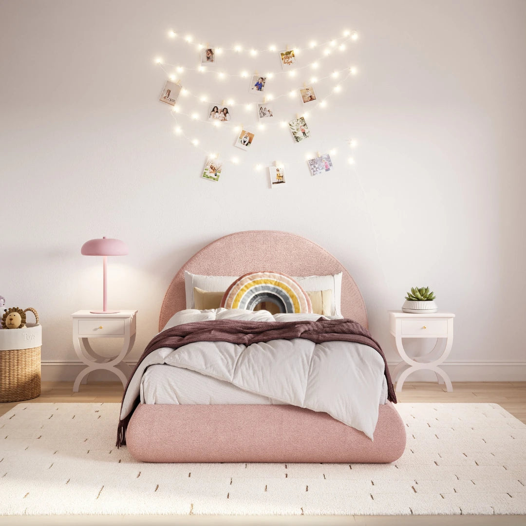 Cloud bed | Soft bed frame | SoftFrame Designs | Safe bed frames for kids | Pink bed |