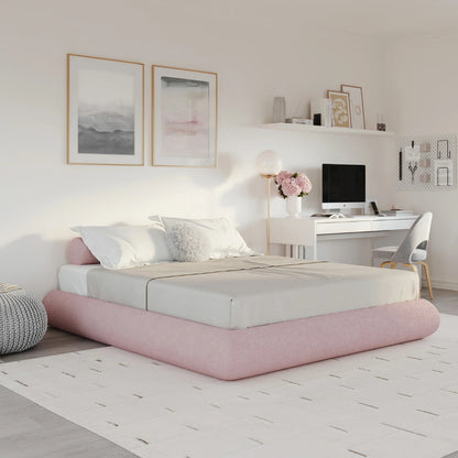 Pink cloud bed | Luna set, Queen, Cotton Candy pink, 3/4 view | SoftFrame Designs