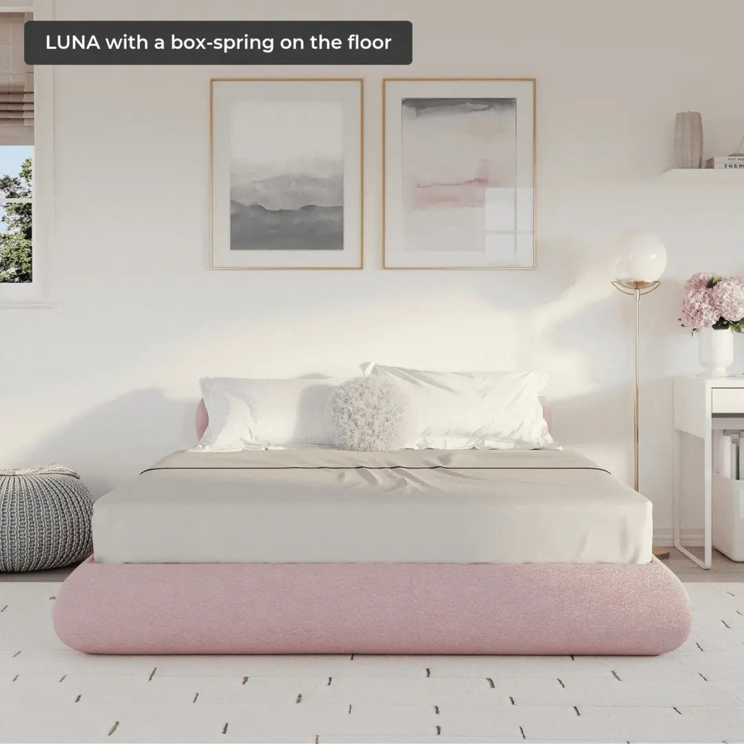 Pink cloud bed | Luna set, Queen, Cotton Candy pink, Front view | SoftFrame Designs