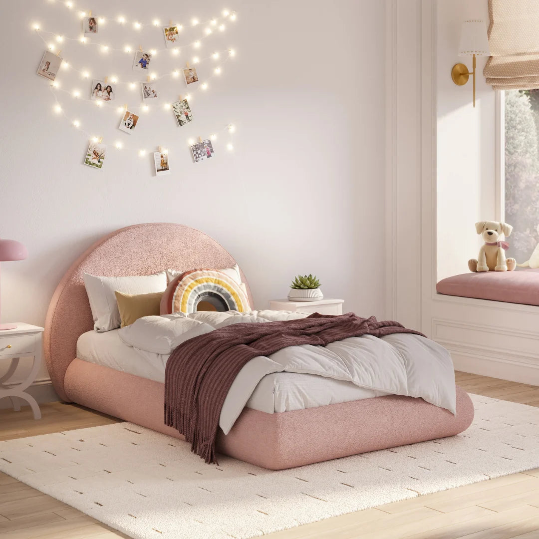 Cloud bed | Soft bed frame | SoftFrame Designs | Safe bed frames for kids | Pink bed |