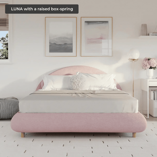Pink cloud bed | Luna set, Queen | Front view | SoftFrame Designs |